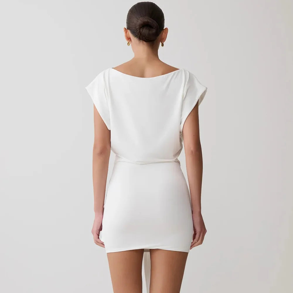 Robe courte femme à manches courtes, unie, style casual et sport chic
