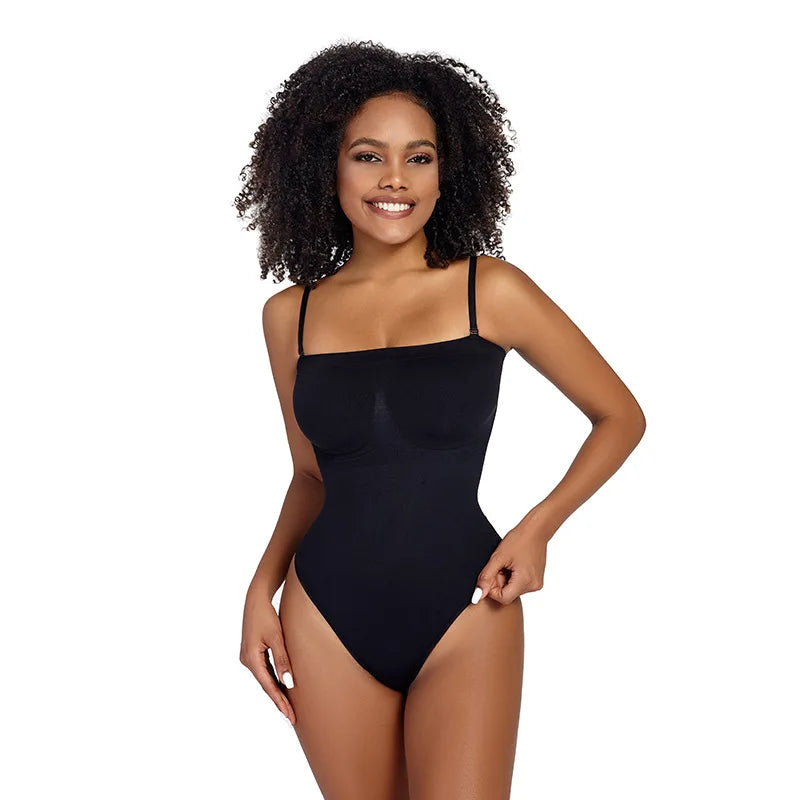 Body sculptant bustier sans bretelles pour femme – gainant ventre plat, string, coupe moulante