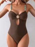 Maillot de bain 1 pièce uni pour femme – séchage rapide, respirant, dos nu, coussinets amovibles