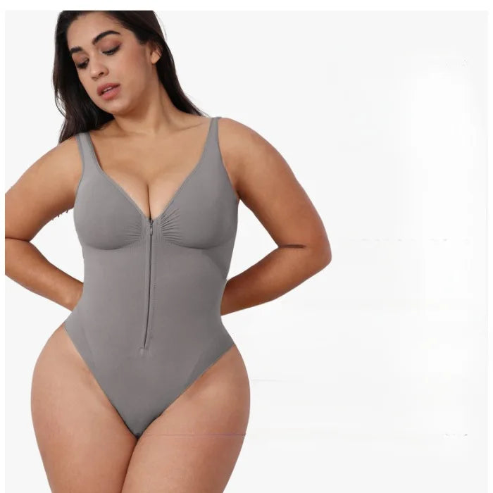 Bodysuit Gaineur Sans Couture avec Zip : Contrôle du Ventre et Soulèvement des Fesses