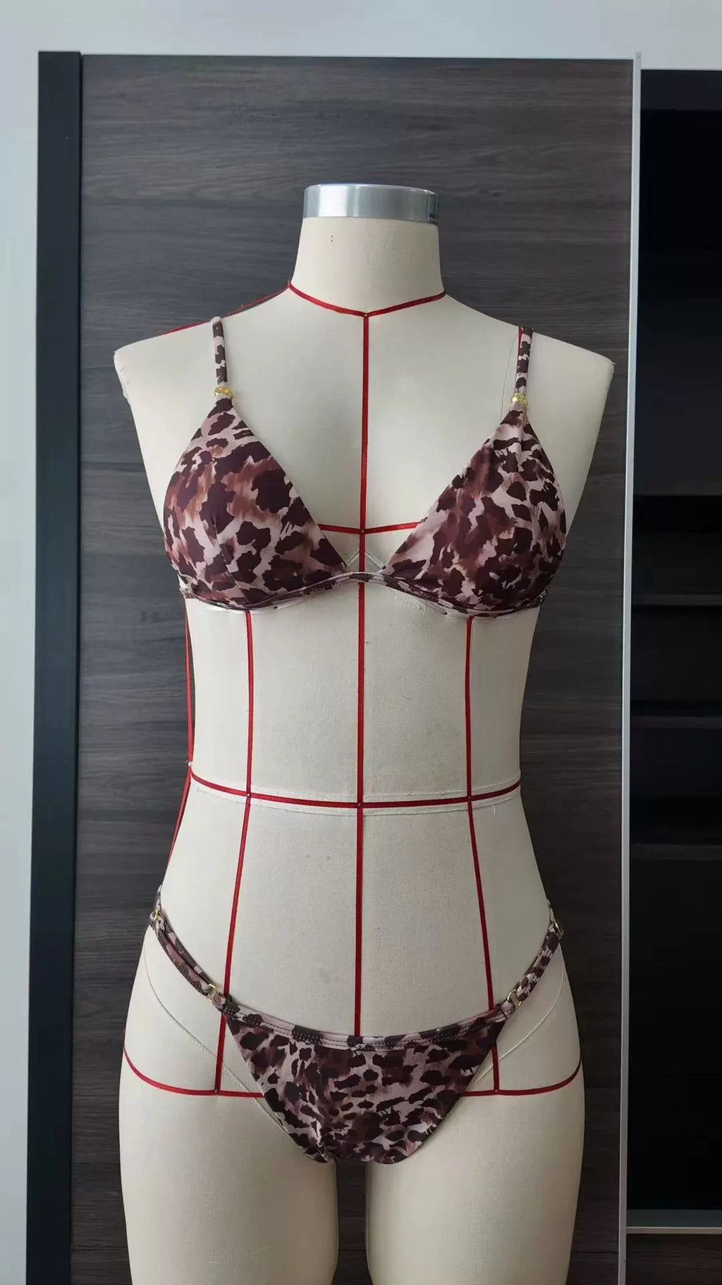 Ensemble bikini brésilien léopard push-up 2 pièces