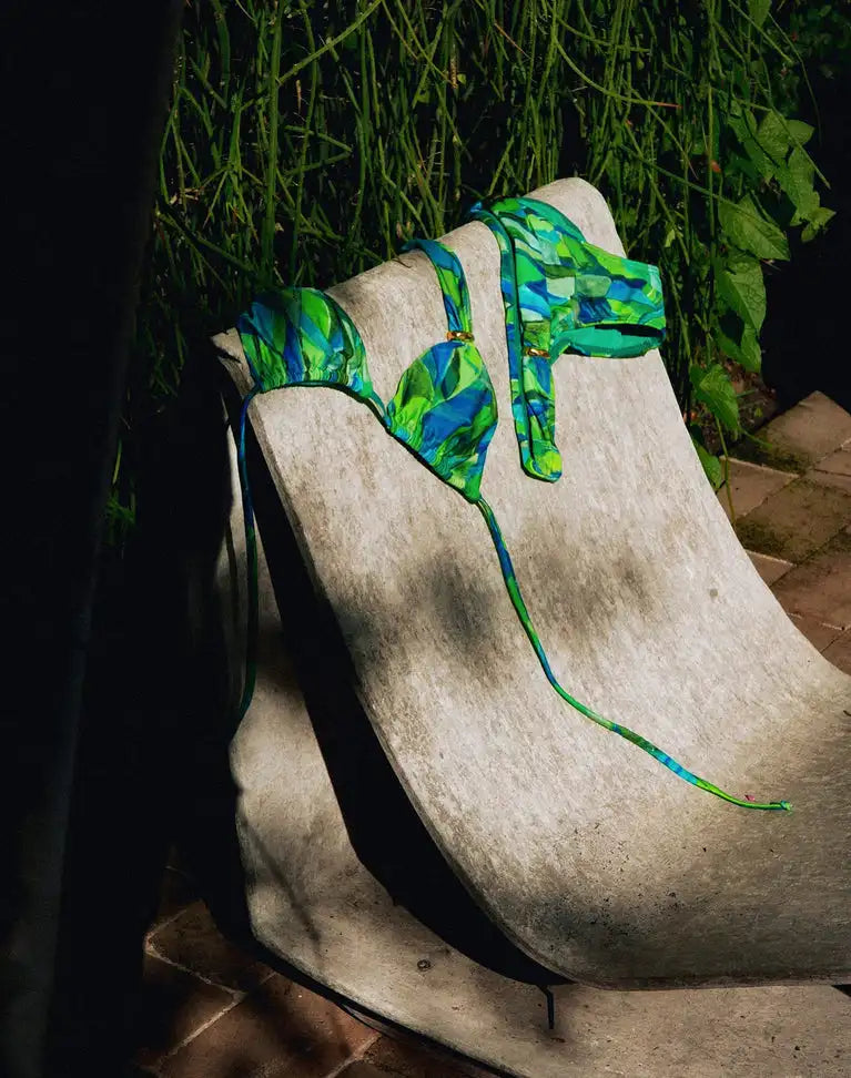 Ensemble bikini brésilien à imprimé, dos nu et anneau O pour femme