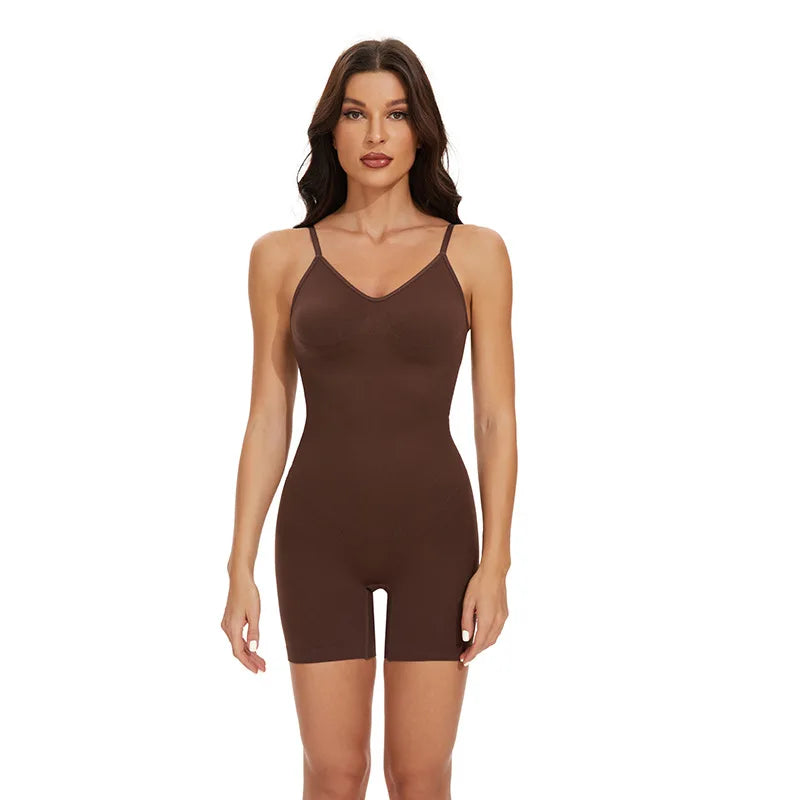 Bodysuit Shapewear Respirant à Contrôle Tummy pour Femme Taille Plus - Dos Ouvert et Effet Lifting