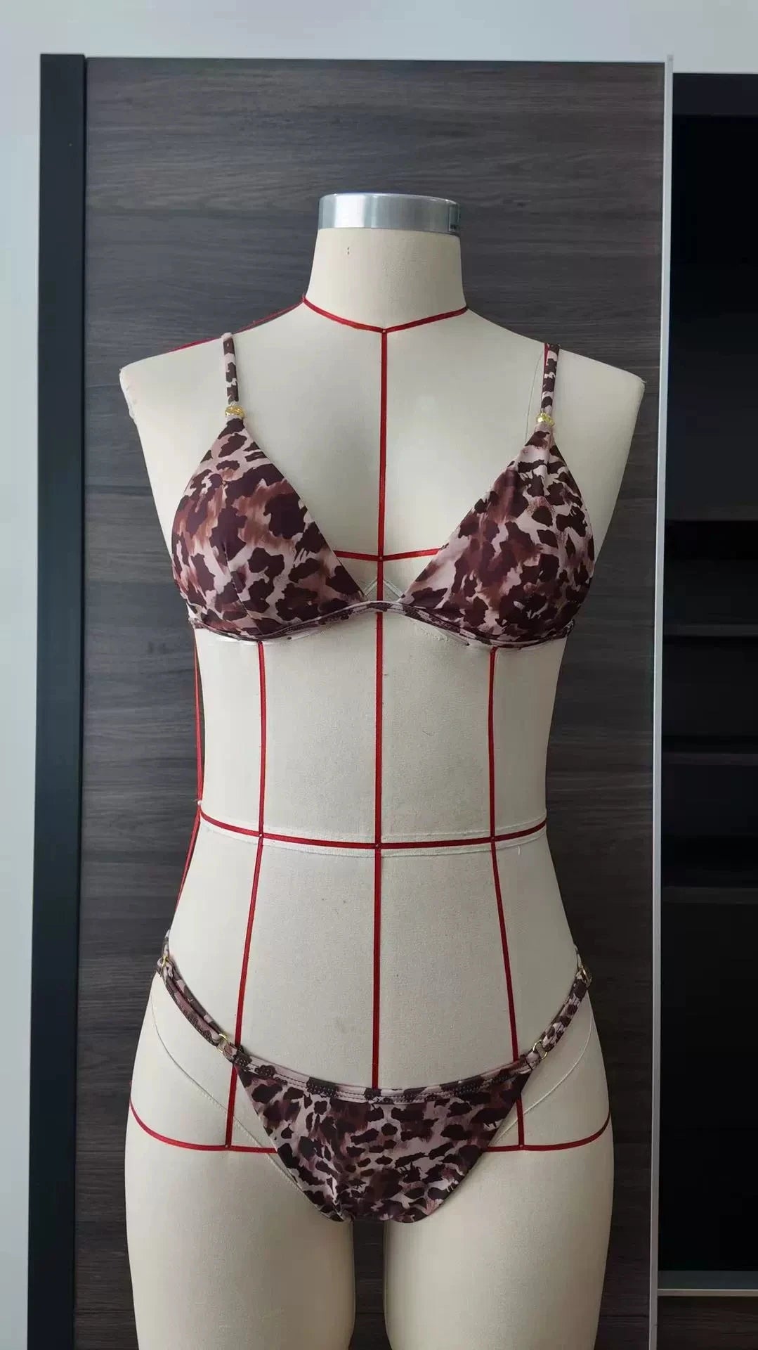 Ensemble bikini brésilien léopard push-up 2 pièces