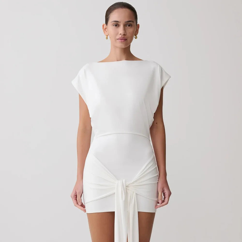 Robe courte femme à manches courtes, unie, style casual et sport chic