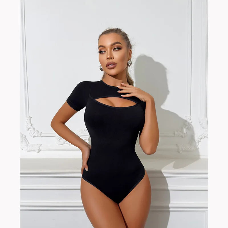 Body Gainant Sans Couture Col Mousqueton avec Ouverture Avante - Effet Ventre Plat & Silhouette Sculptée