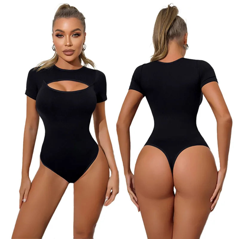 Body Gainant Sans Couture Col Mousqueton avec Ouverture Avante - Effet Ventre Plat & Silhouette Sculptée
