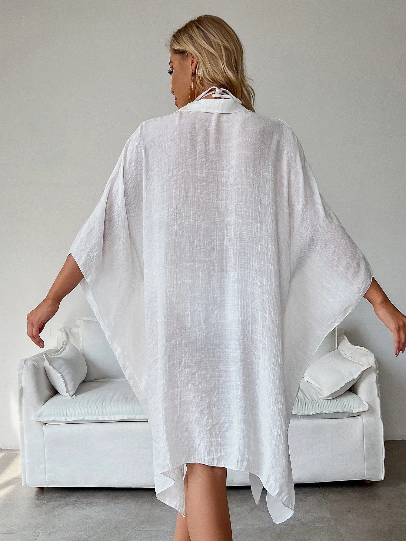 Kimono de plage fluide pour femme, paréo de protection solaire