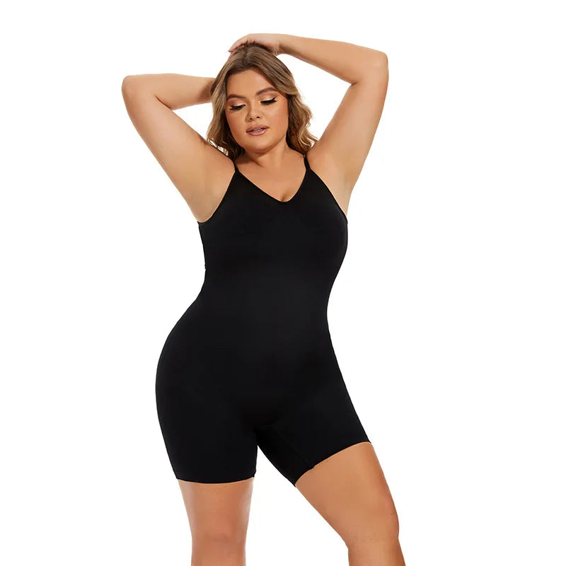 Bodysuit Shapewear Respirant à Contrôle Tummy pour Femme Taille Plus - Dos Ouvert et Effet Lifting