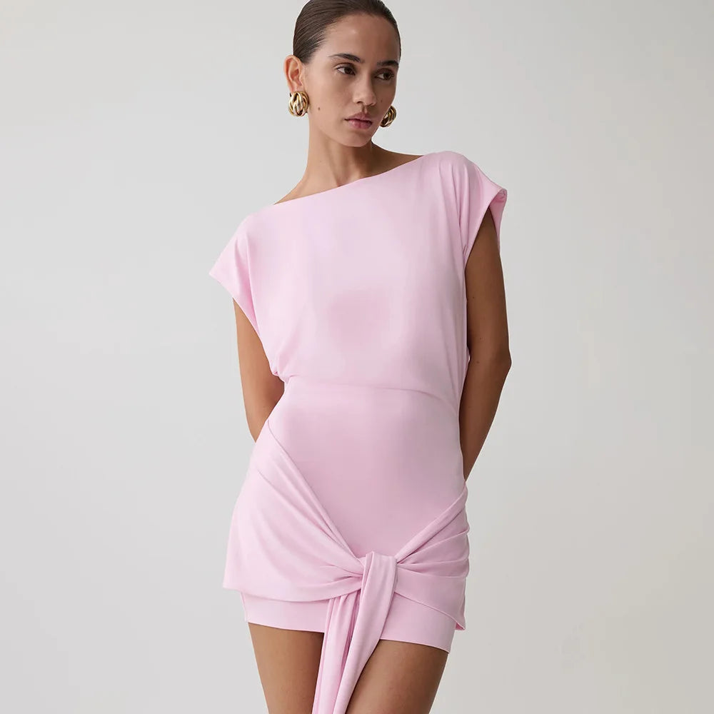 Women's short-sleeved plain casual and sporty chic dress
