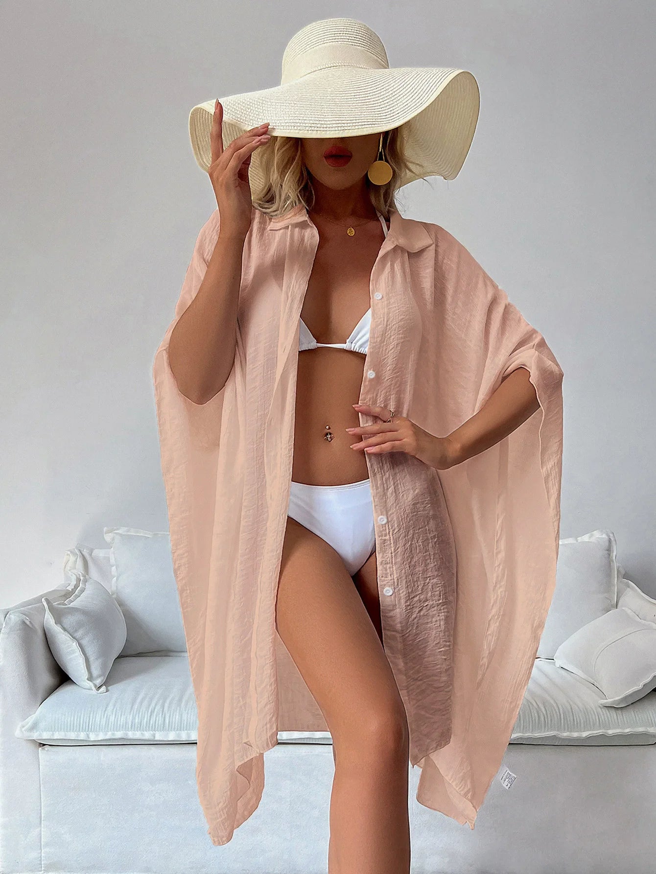 Kimono de plage fluide pour femme, paréo de protection solaire