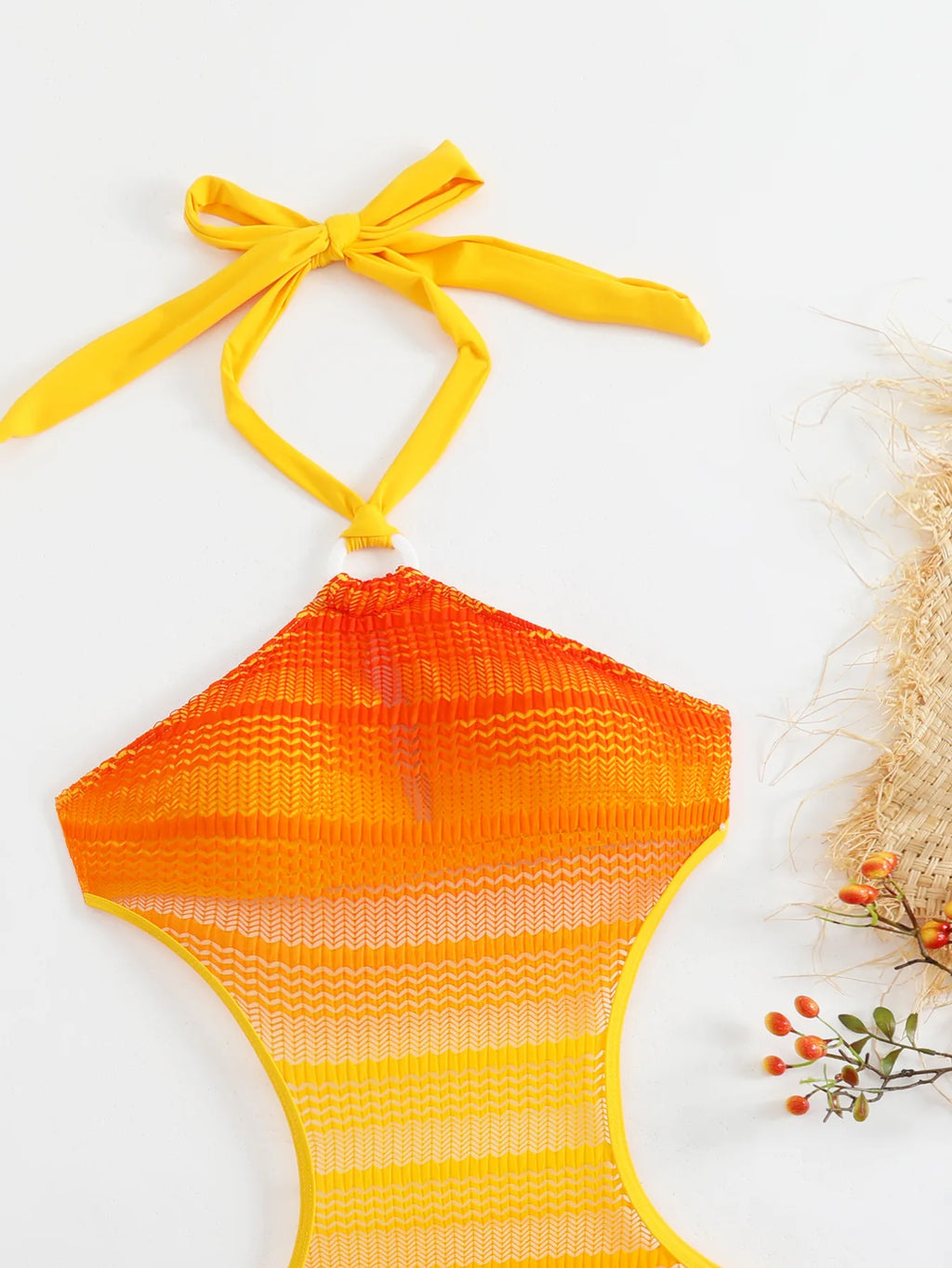 Bikini bandeau taille haute à découpes pour femme