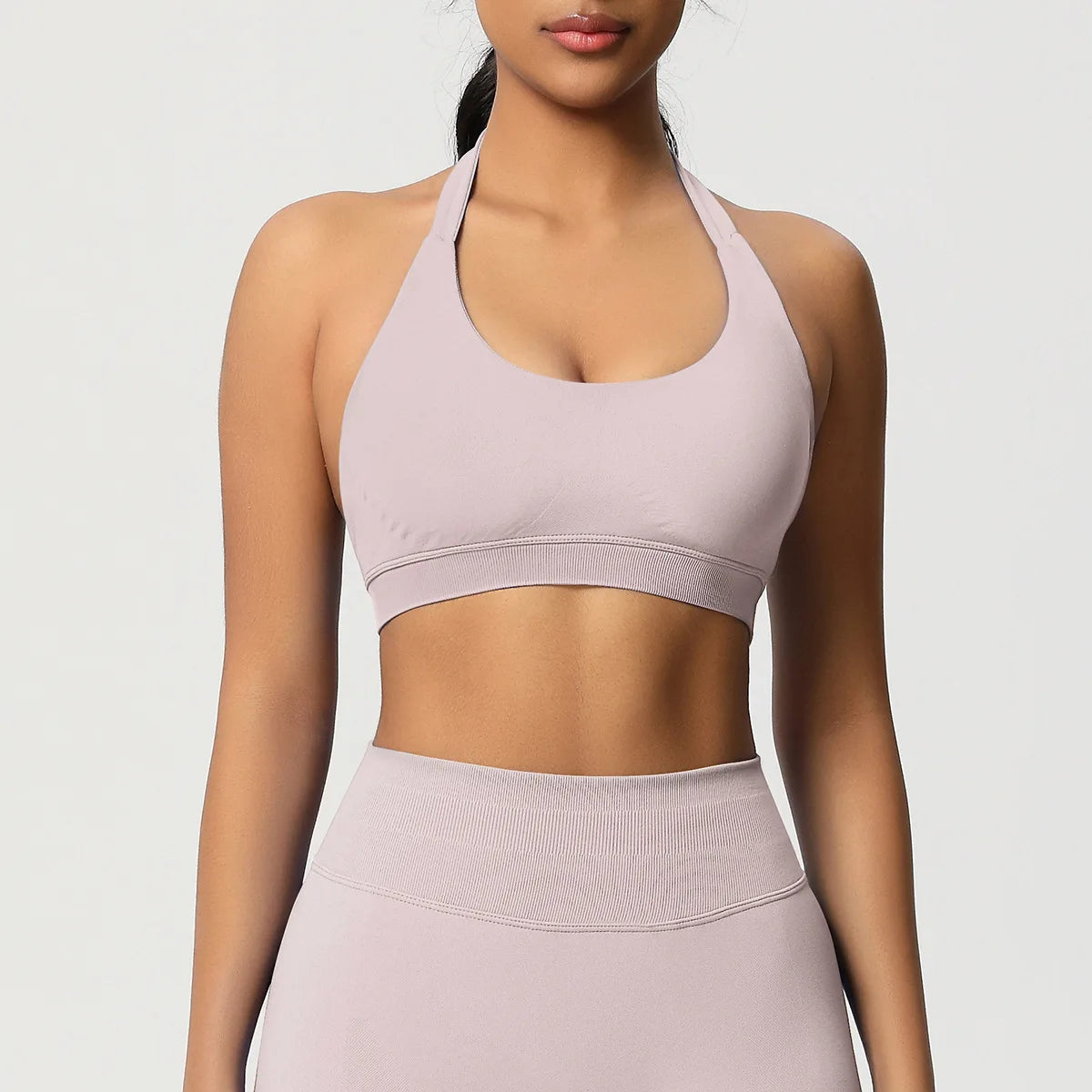 Brassière de sport dos nu sans coutures à col halter grande taille