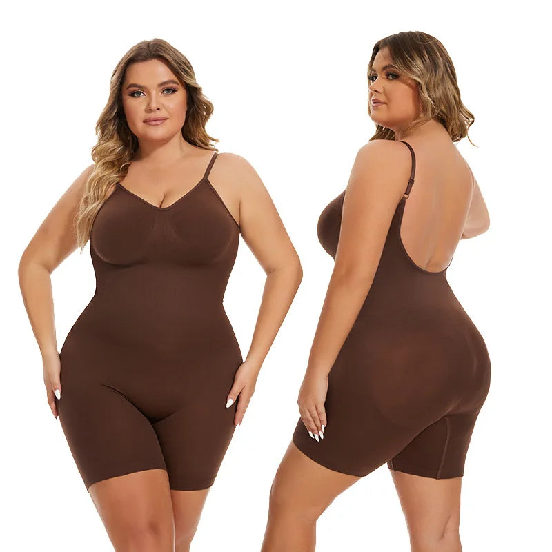 Bodysuit Shapewear Respirant à Contrôle Tummy pour Femme Taille Plus - Dos Ouvert et Effet Lifting
