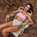 Maillot de bain 1 pièce femme une épaule, monokini côtelé avec coussinets