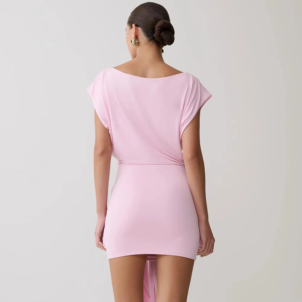 Robe courte femme à manches courtes, unie, style casual et sport chic