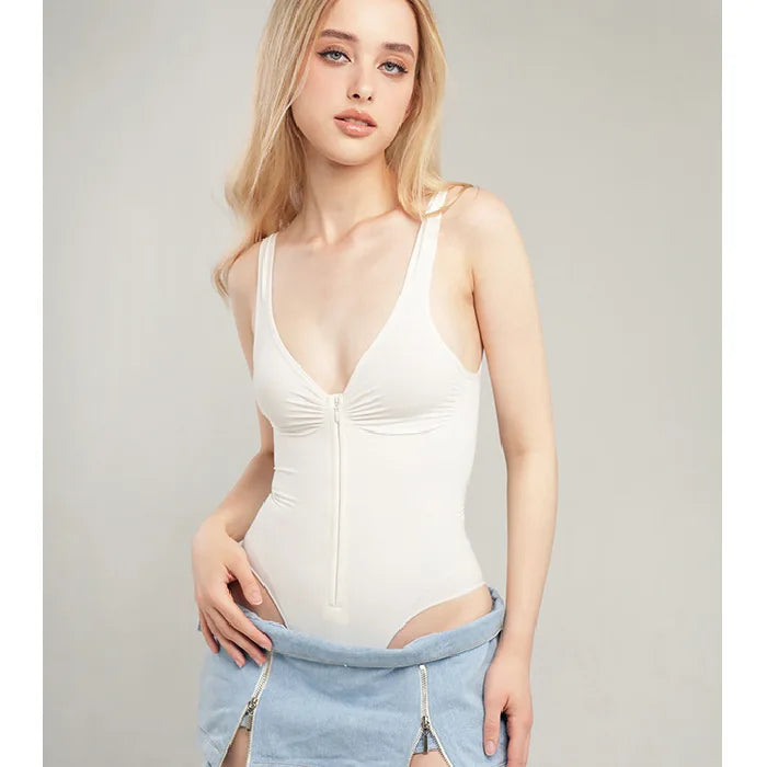 Bodysuit Gaineur Sans Couture avec Zip : Contrôle du Ventre et Soulèvement des Fesses