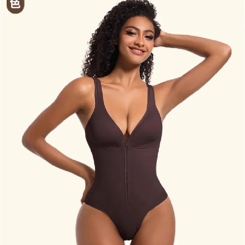Bodysuit Gaineur Sans Couture avec Zip : Contrôle du Ventre et Soulèvement des Fesses