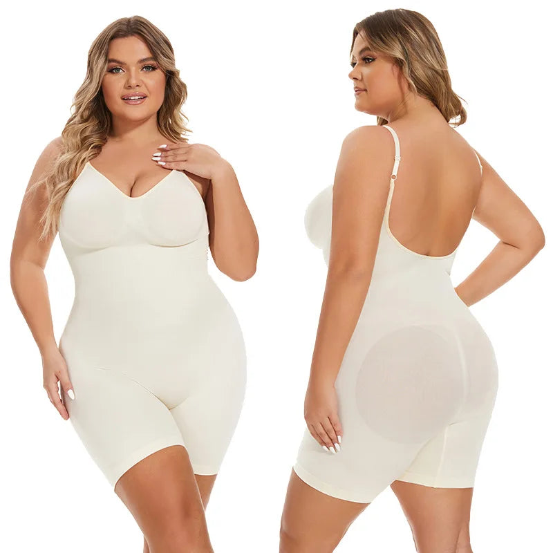 Bodysuit Shapewear Respirant à Contrôle Tummy pour Femme Taille Plus - Dos Ouvert et Effet Lifting