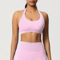 Brassière de sport dos nu sans coutures à col halter grande taille