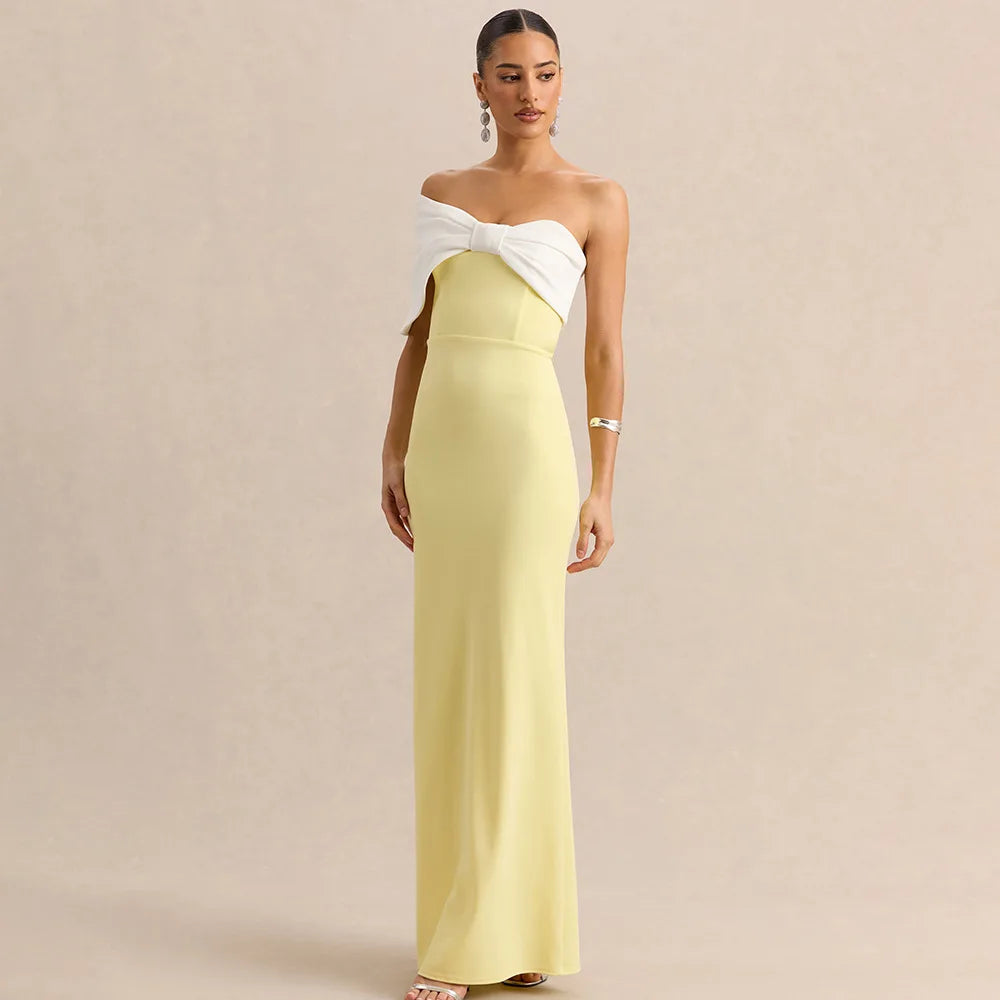Robe longue élégante à épaules dénudées pour femme