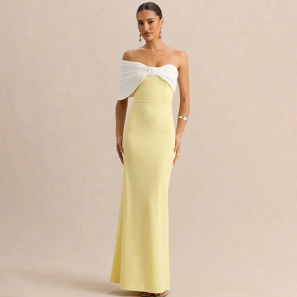 Robe longue élégante à épaules dénudées pour femme