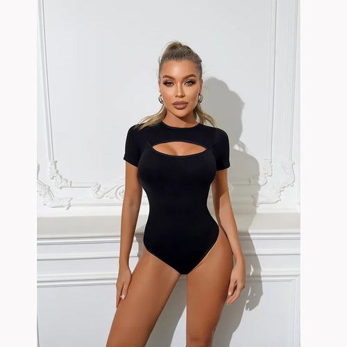 Body Gainant Sans Couture Col Mousqueton avec Ouverture Avante - Effet Ventre Plat & Silhouette Sculptée
