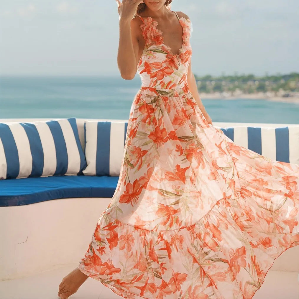 Maillot de bain femme 2 pièces dos nu à imprimé floral, séchage rapide