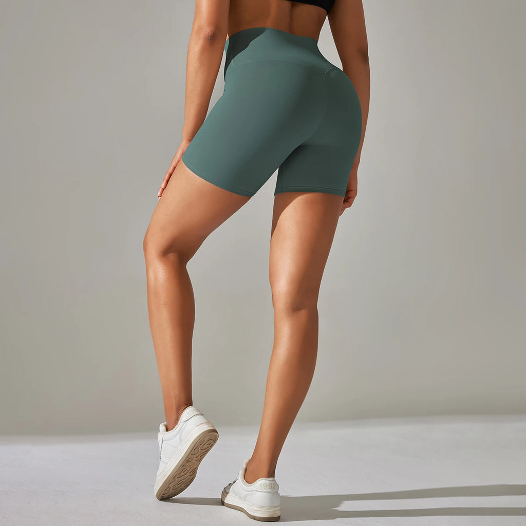 Short de yoga femme taille haute, respirant et sans couture