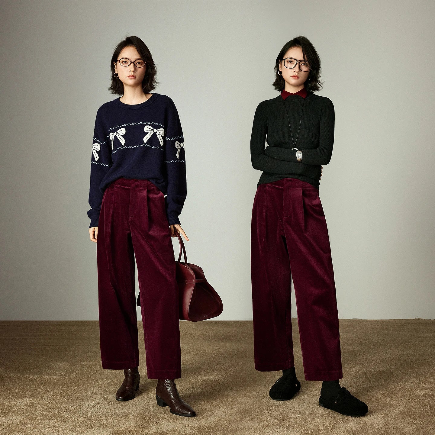 Pantalon Femme – Velours Côtelé Plissé, Coupe Banana Rétro, Effet Gainant et Cache-Hanches