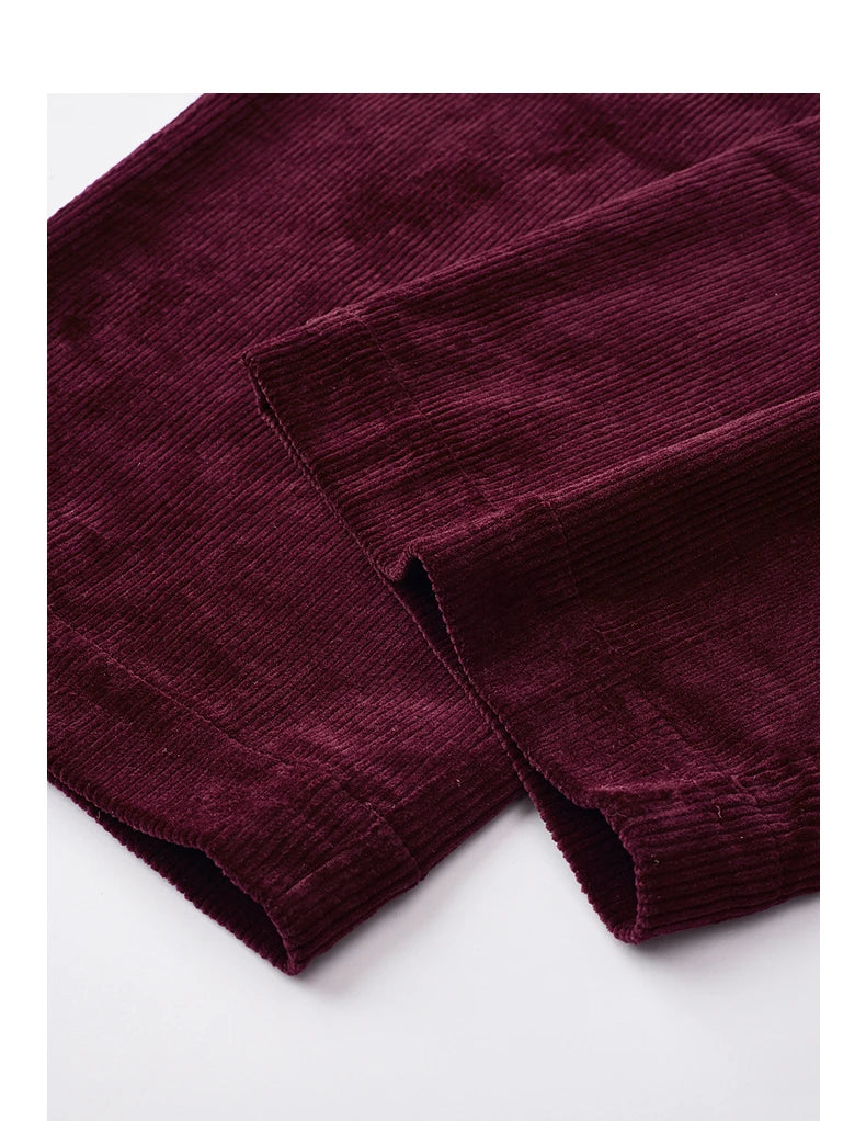 Pantalon Femme – Velours Côtelé Plissé, Coupe Banana Rétro, Effet Gainant et Cache-Hanches