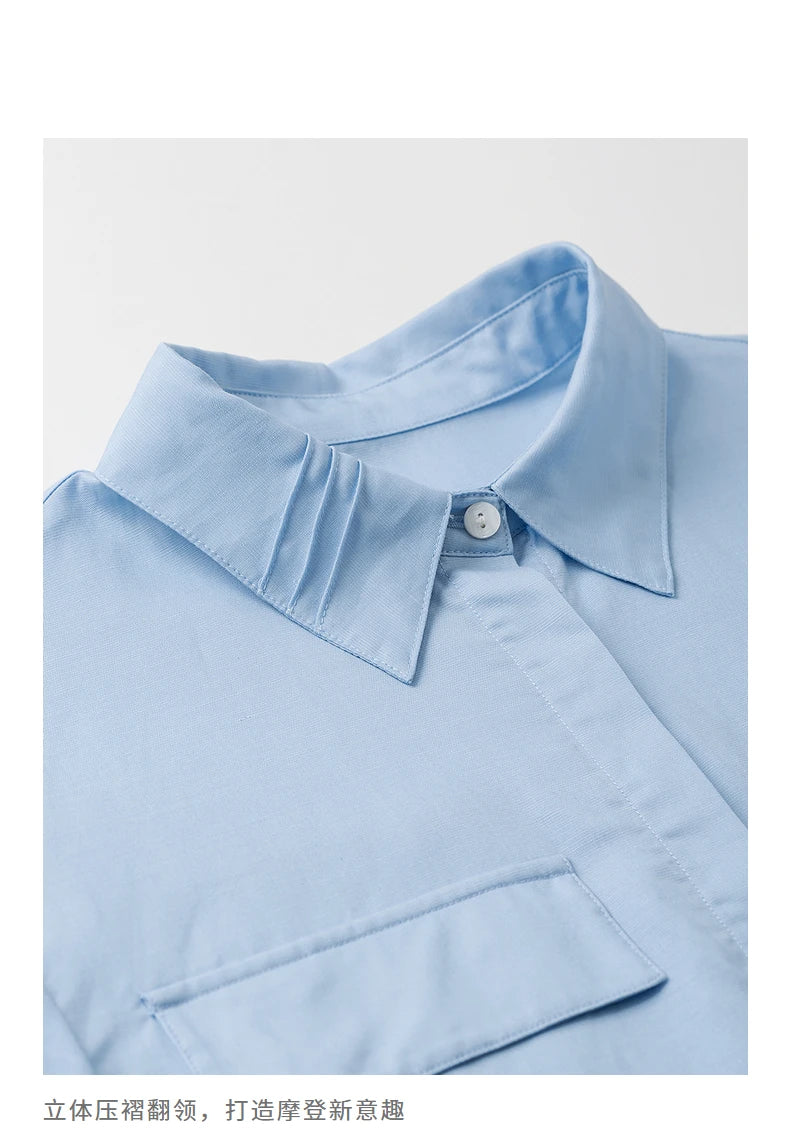 Women's long-sleeved shirt in Lyocell and Ramie