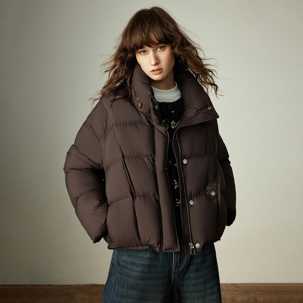 TOYOUTH Women's Down Jacket – Ultra-soft, High Neck, White Duck Feathers