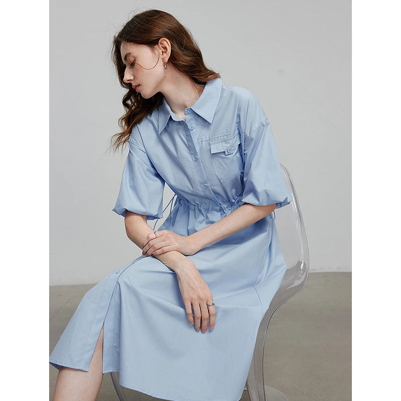 Elegant women's summer dress with a chic and modern flowing cut