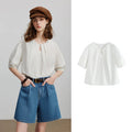 Chemise femme manches mi-longues en coton & lyocell