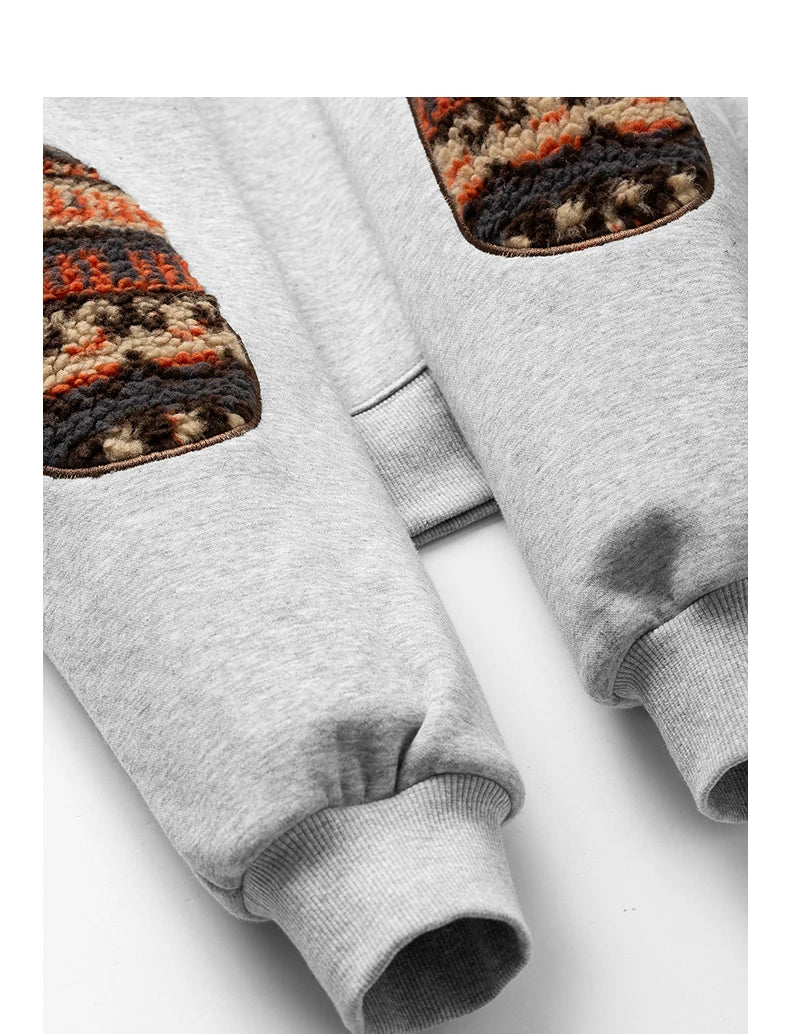 Sweat Femme – Col Rond, Coupe Loose, Doublure Fleece, Motif Fair Isle Appliqué