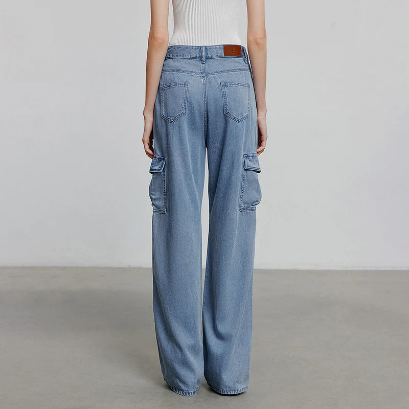 Jean long femme coupe droite été