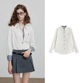 Chemise rayée femme – col diagonal spliced, pur coton