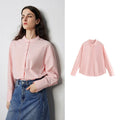Women's long-sleeved shirt with a stand-up collar, casual Chinese style