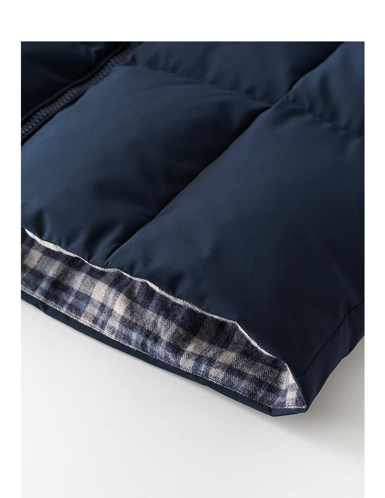 Doudoune Femme – Remplissage Haute Densité, Coupe Loose Longue, Motif Plaid Épais