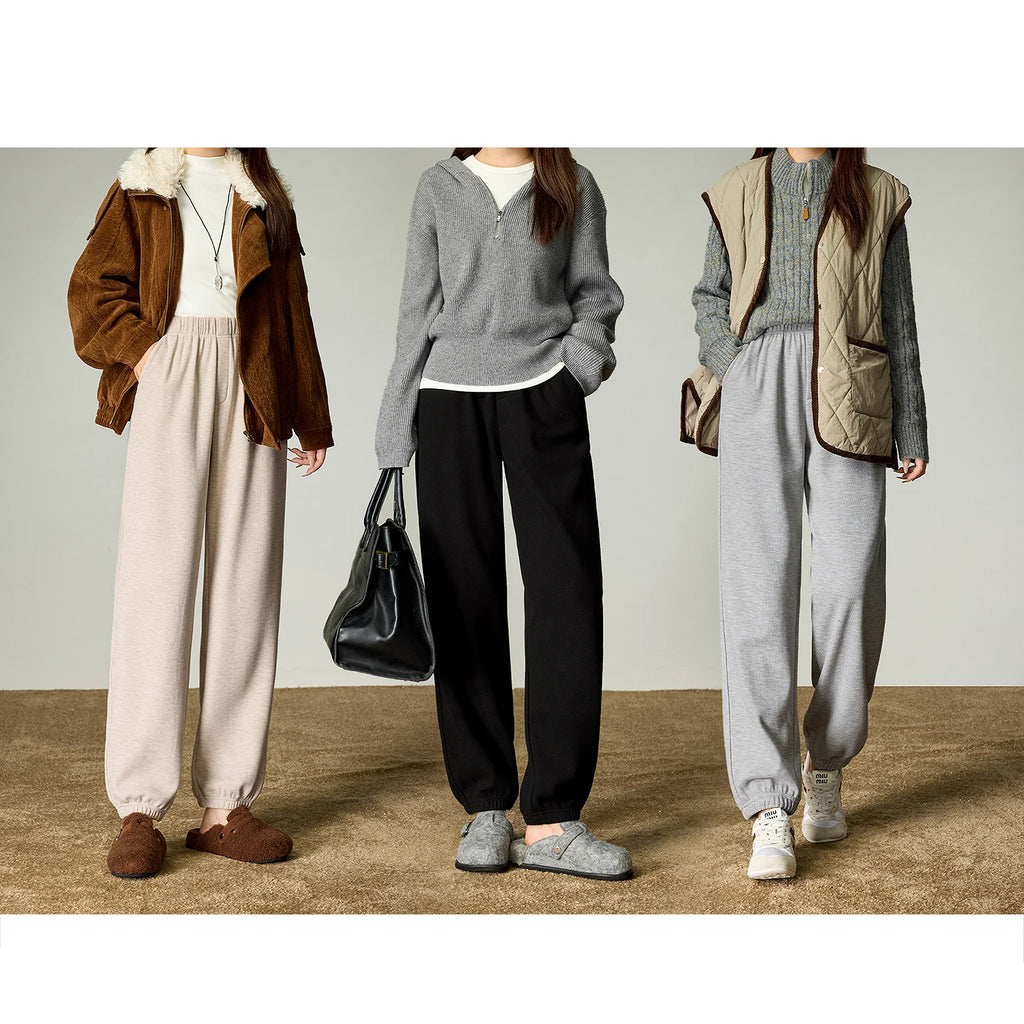 Pantalon Femme – Sweatpants Doux Type Cachemire, Taille Élastique, Bas Relevé
