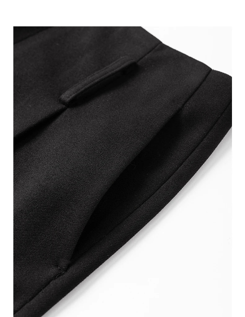 Pantalon Capris Femme – Jambe Large Plissée, Laine Mélangée, Élégant et Confortable