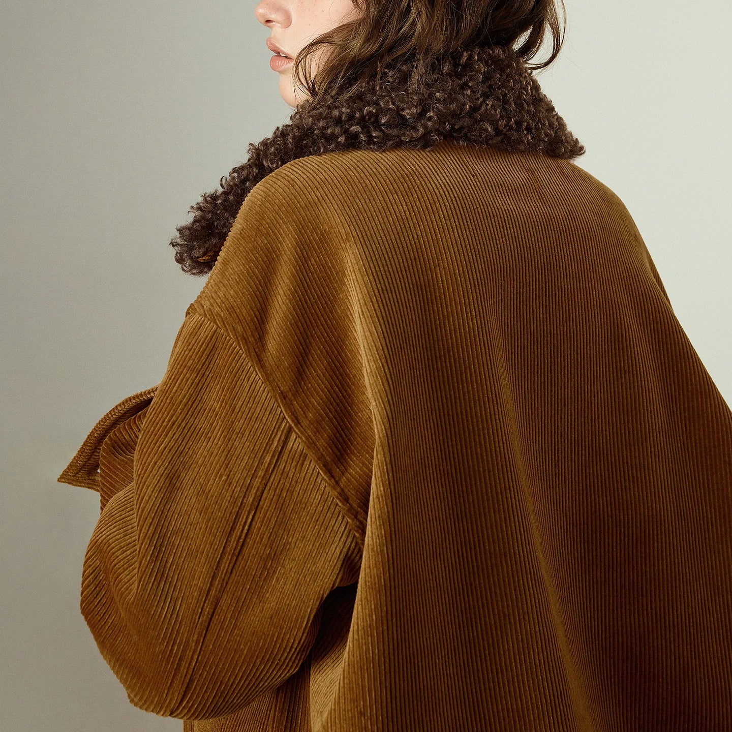 Manteau Femme – Col Sherling, Doublure Fleece, Style Nomade Oversized, Confort et Chaleur