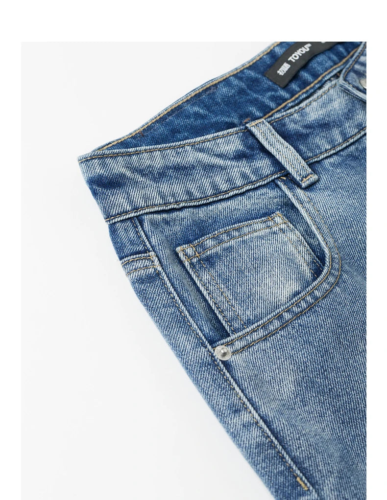 Jean femme style wasteland taille mi‑haute coupe droite large longue