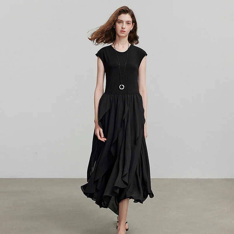 Women's short-sleeved summer dress, casual chic vacation style