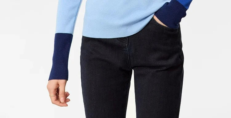 Damenpullover Stehkragen Warm Winter Gestrickt Farbblock Slim Fit Vielseitig Vintage Casual Langarm
