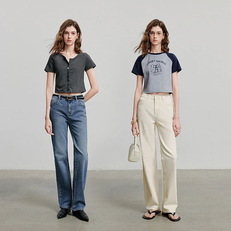 Jean long femme coupe droite