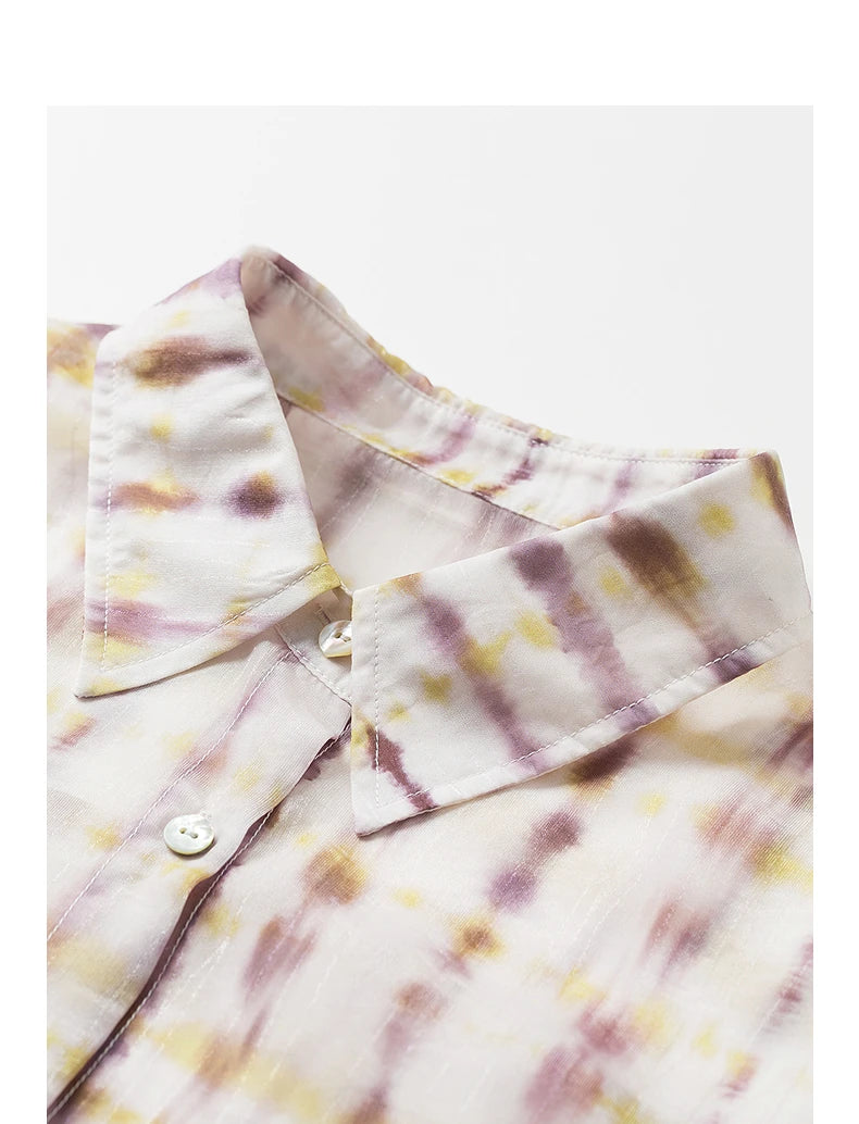 Chemise femme mi-longue imprimée – manches longues