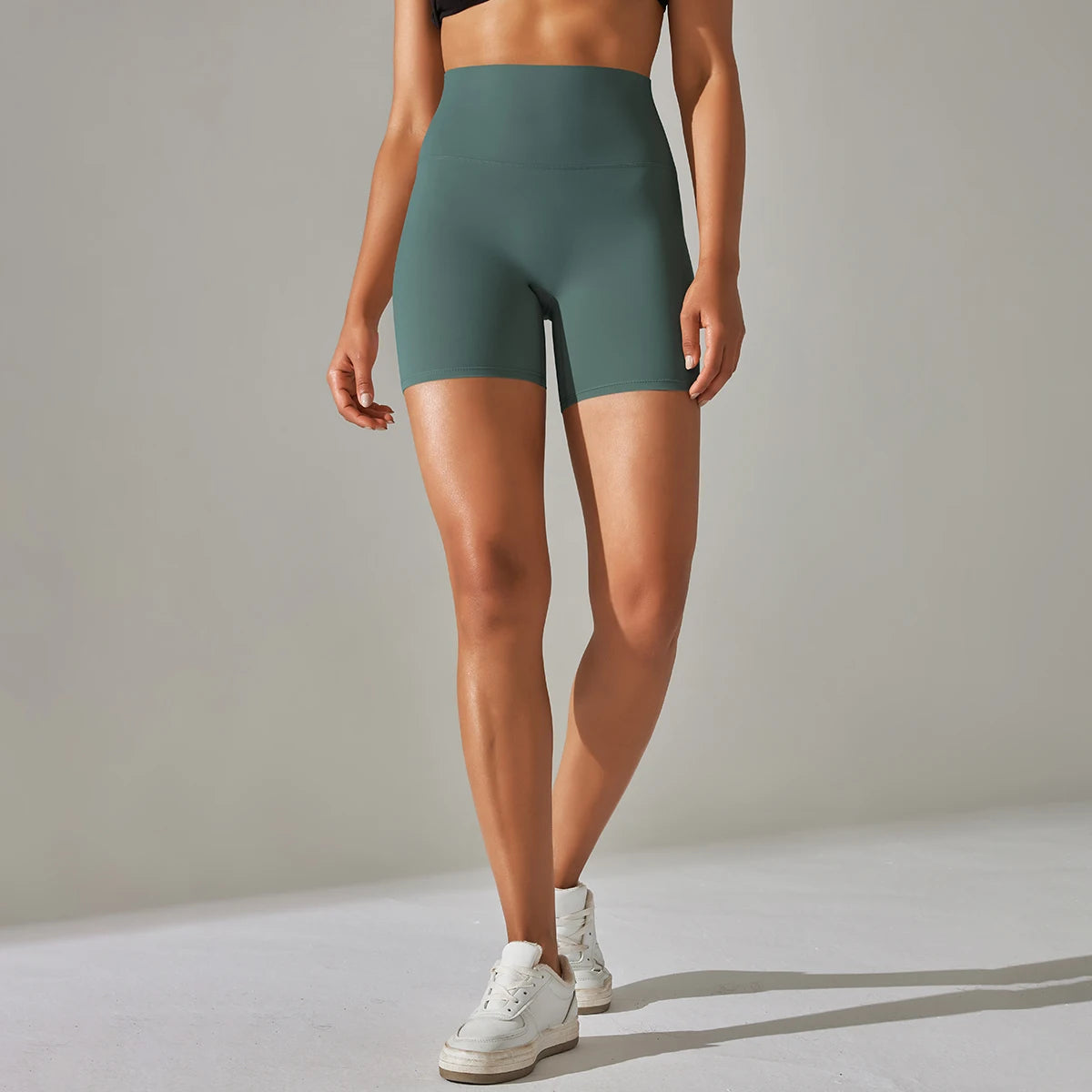 Short de yoga femme taille haute, respirant et sans couture