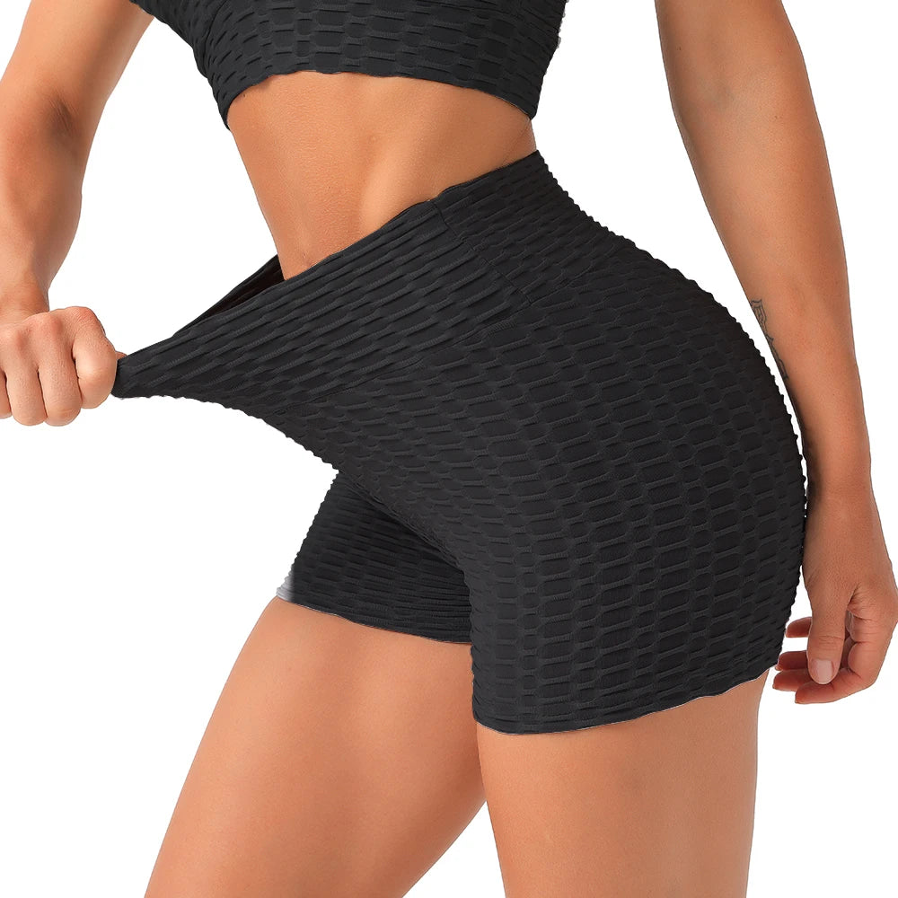 High-waisted shorts, push-up, quick-drying, seamless, shaping effect